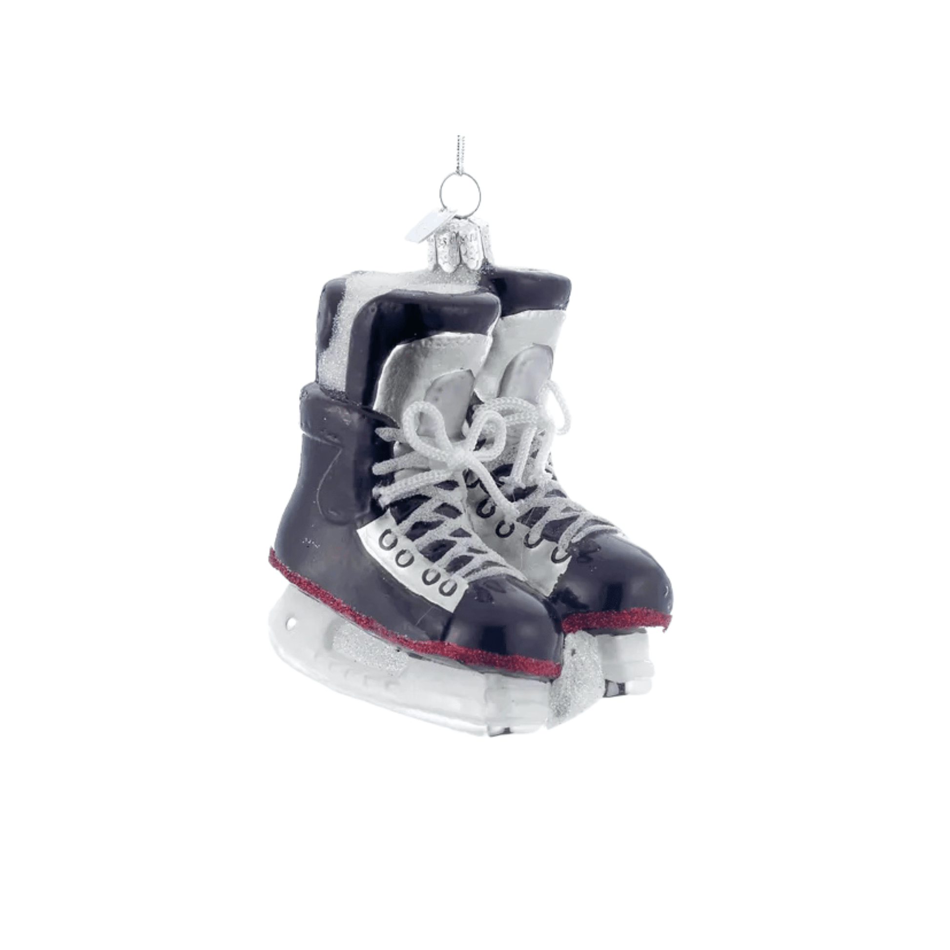 Kurt Adler Noble Gems™ Ice Hockey Skates Glass Ornament – Sports Christmas Tree Decoration for Hockey Fans - Tree Treasures