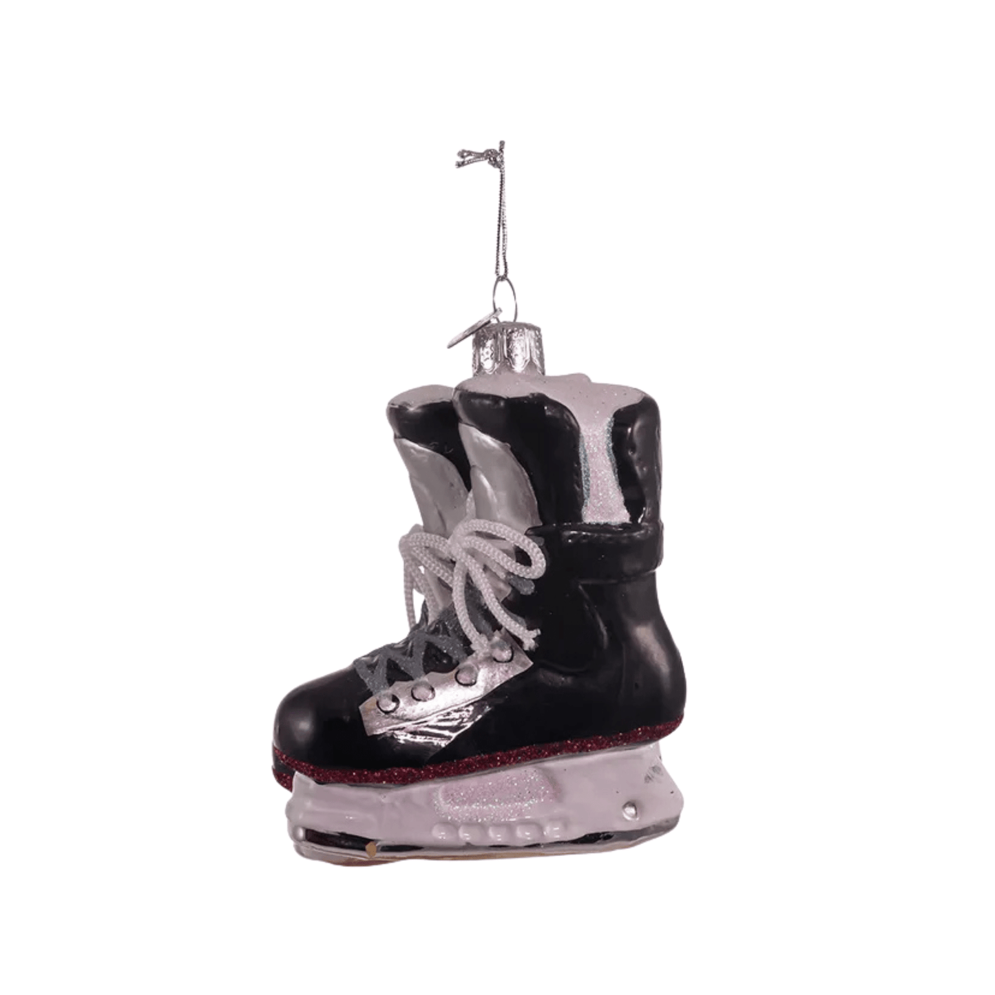 Kurt Adler Noble Gems™ Ice Hockey Skates Glass Ornament – Sports Christmas Tree Decoration for Hockey Fans - Tree Treasures