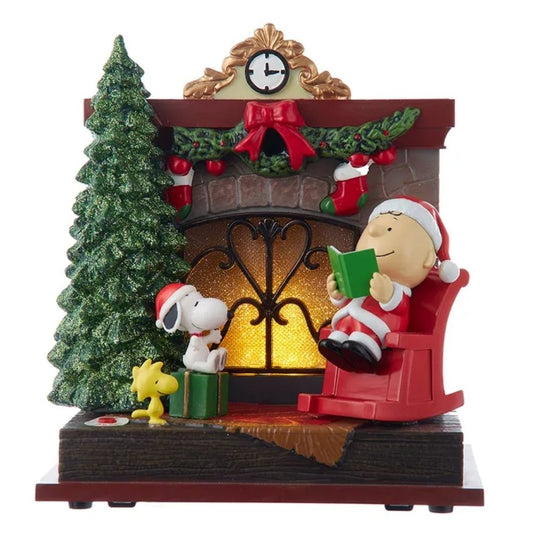 Kurt Adler Peanuts© Santa Charlie Brown Musical Fireplace - Tree Treasures