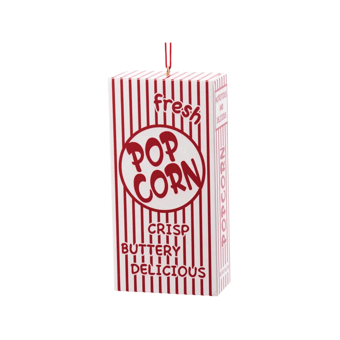 Kurt Adler “POPCORN” Box Ornament – Red and White Striped Holiday Decoration - Tree Treasures