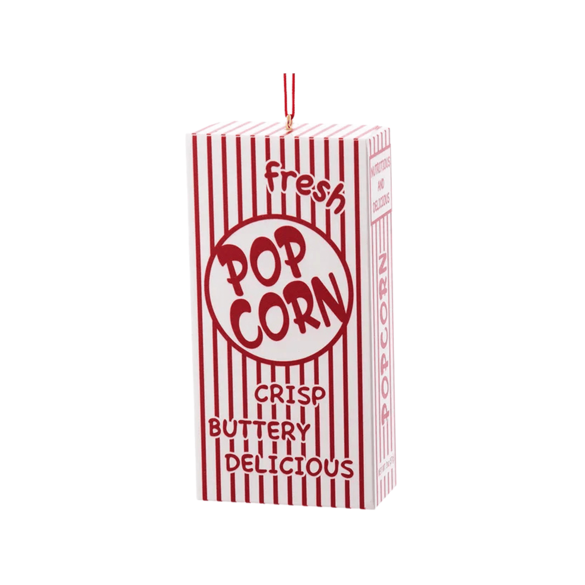 Kurt Adler “POPCORN” Box Ornament – Red and White Striped Holiday Decoration - Tree Treasures