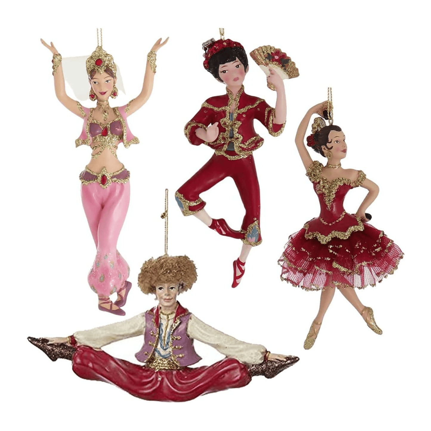 Kurt Adler Resin International Dancer Ornament Set – 4 Piece - Tree Treasures