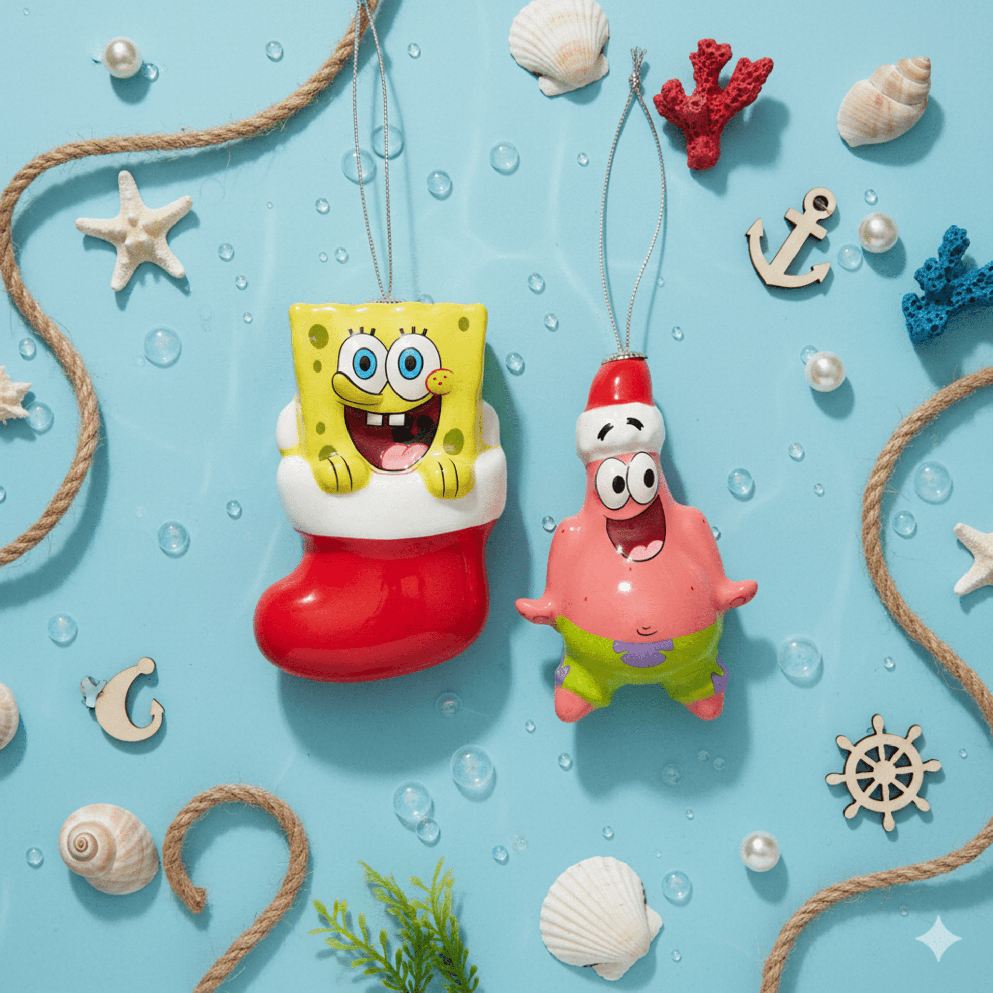 Kurt Adler Spongebob Squarepants™ & Patrick Decoupage Ornaments, Set of 2, 3.5 Inches - Tree Treasures
