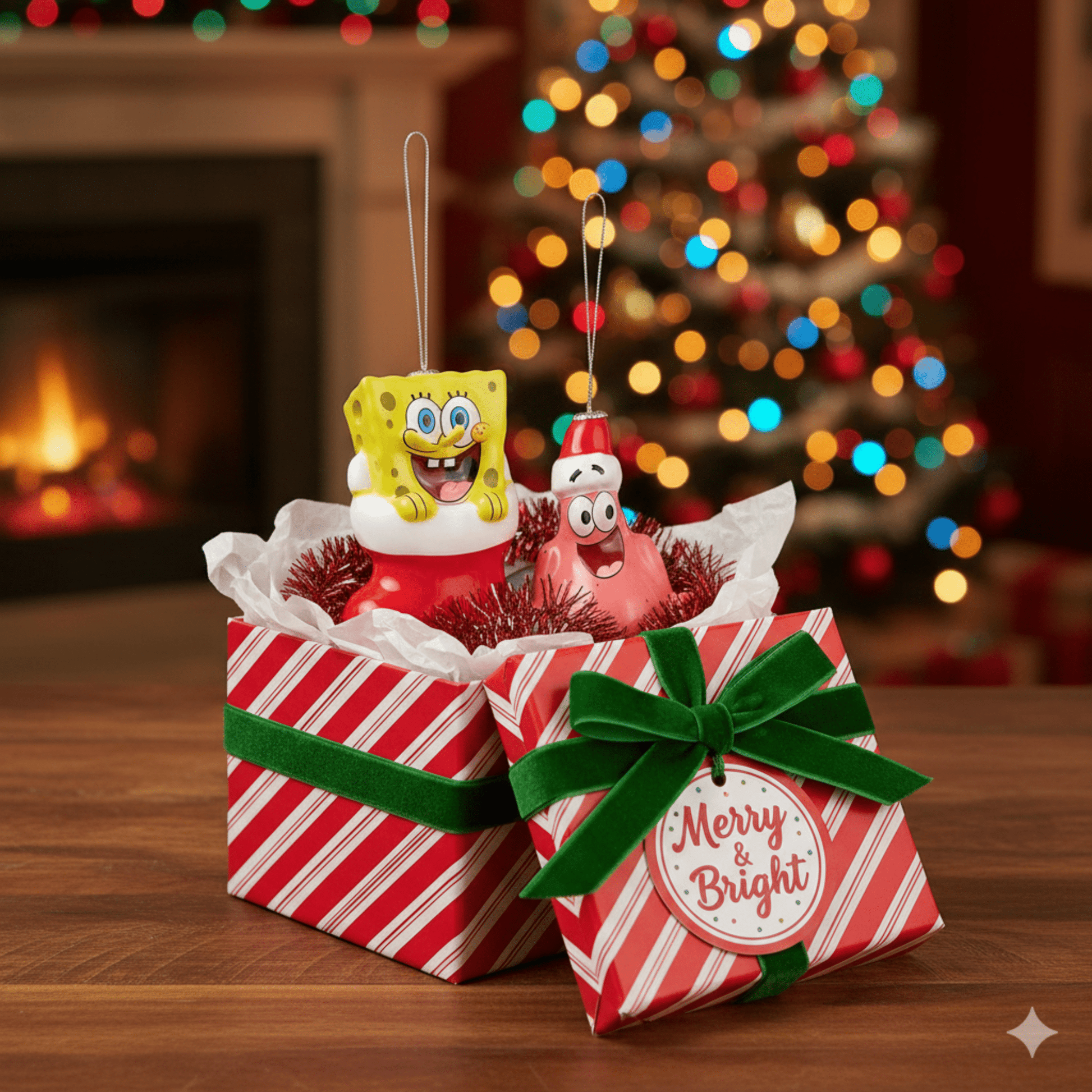 Kurt Adler Spongebob Squarepants™ & Patrick Decoupage Ornaments, Set of 2, 3.5 Inches - Tree Treasures