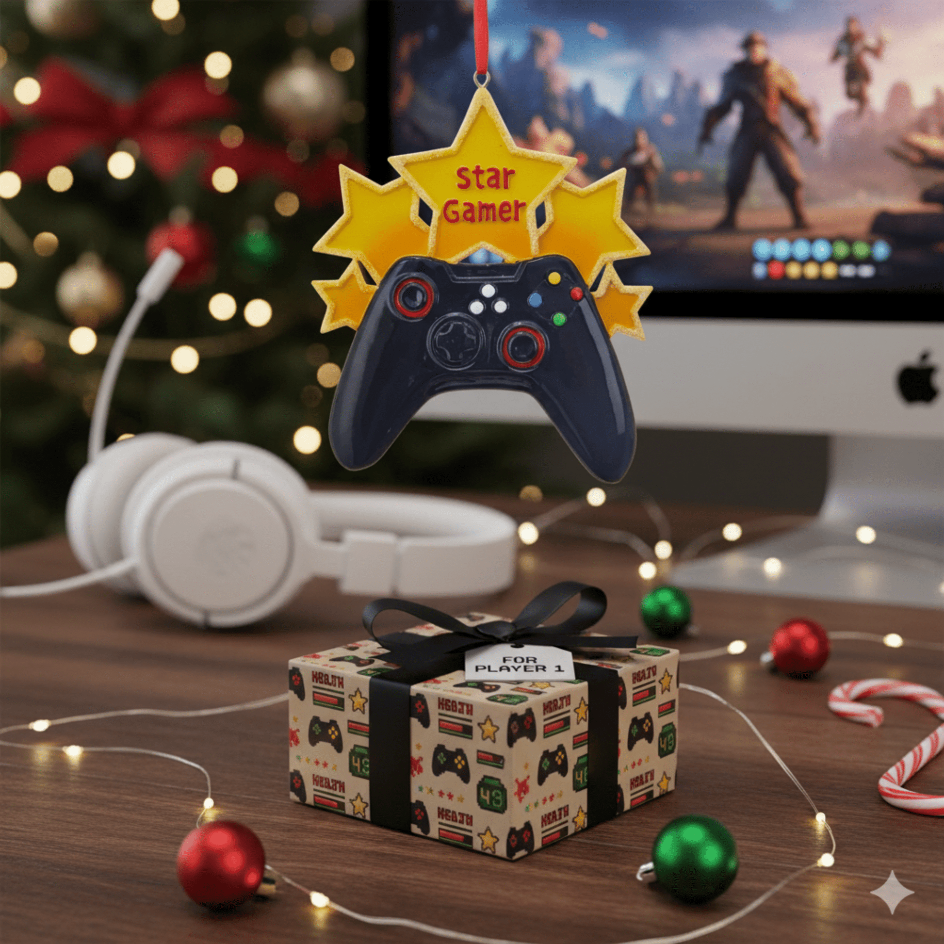 Kurt Adler "Star Gamer" Ornament For Personalization, 4.5 - inches - Tree Treasures