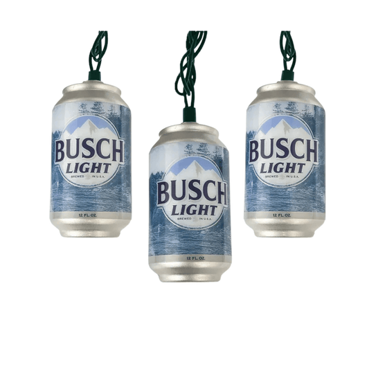Kurt Adler UL 10 - Light Budweiser Busch Light Can Light Set – Official Beer Can String Lights - Tree Treasures