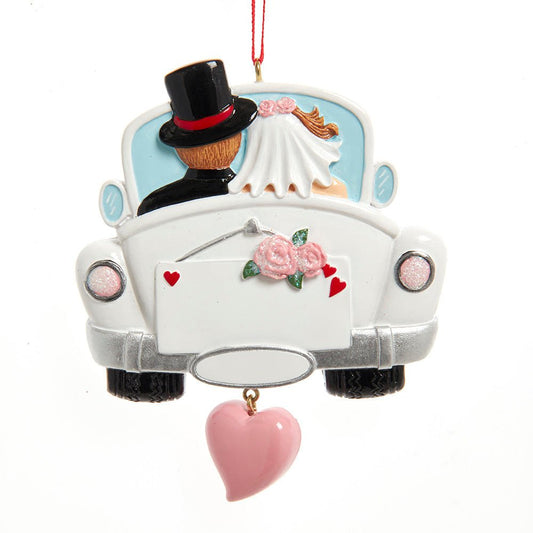 Kurt Adler Wedding Couple in Car Ornament for Personalization - Tree Treasures
