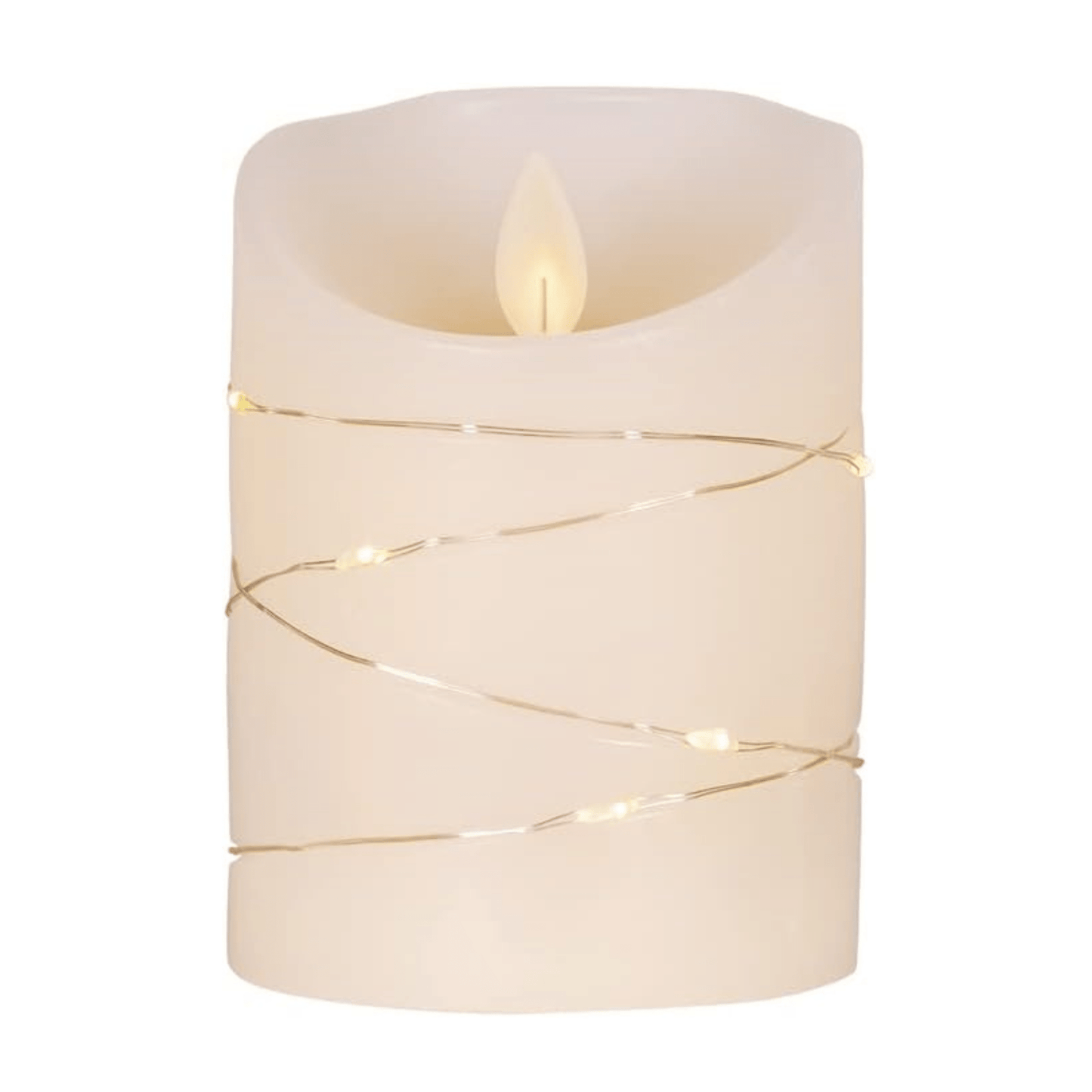 Kurt S. Adler 4 - Inch Battery - Operated Flicker Flame White Candle with Fairy Lights - Tree Treasures