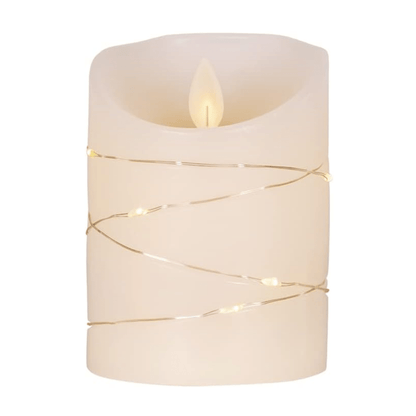 Kurt S. Adler 4 - Inch Battery - Operated Flicker Flame White Candle with Fairy Lights - Tree Treasures