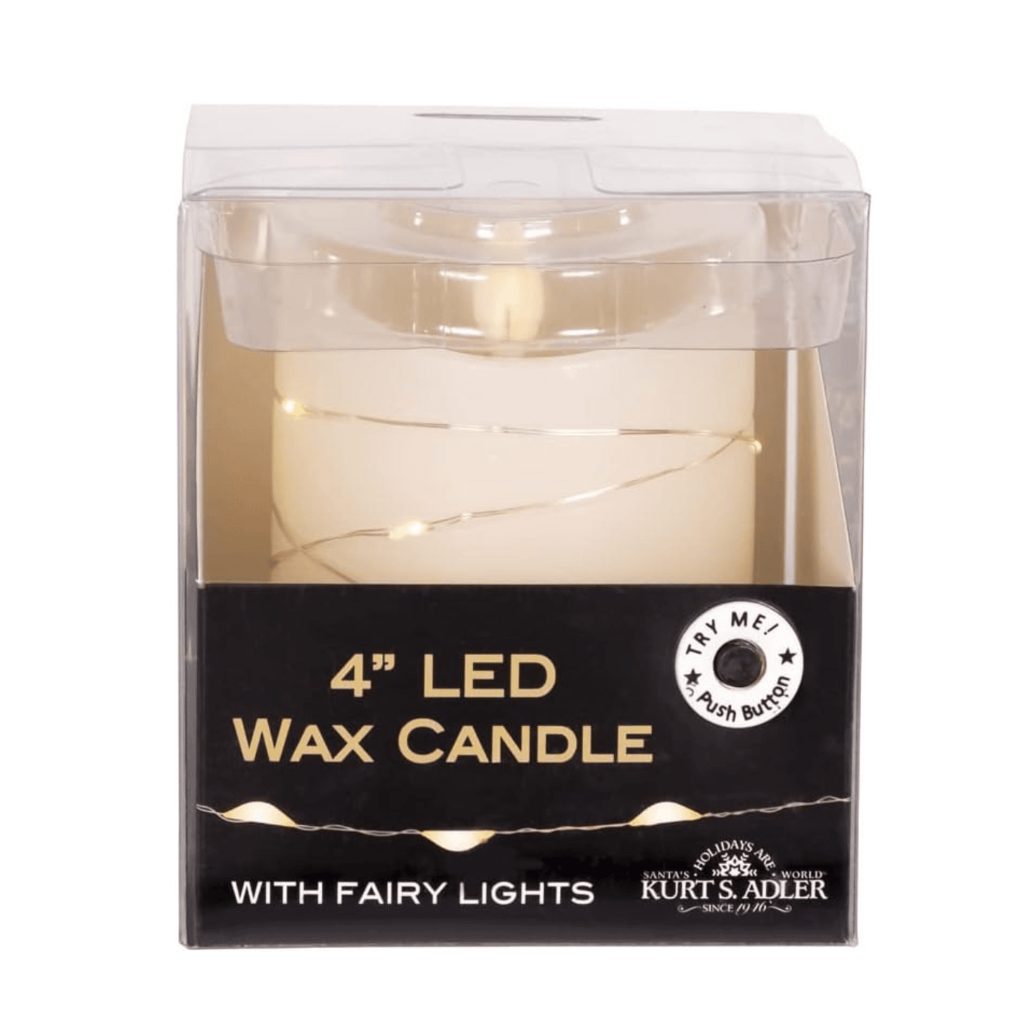 Kurt S. Adler 4 - Inch Battery - Operated Flicker Flame White Candle with Fairy Lights - Tree Treasures