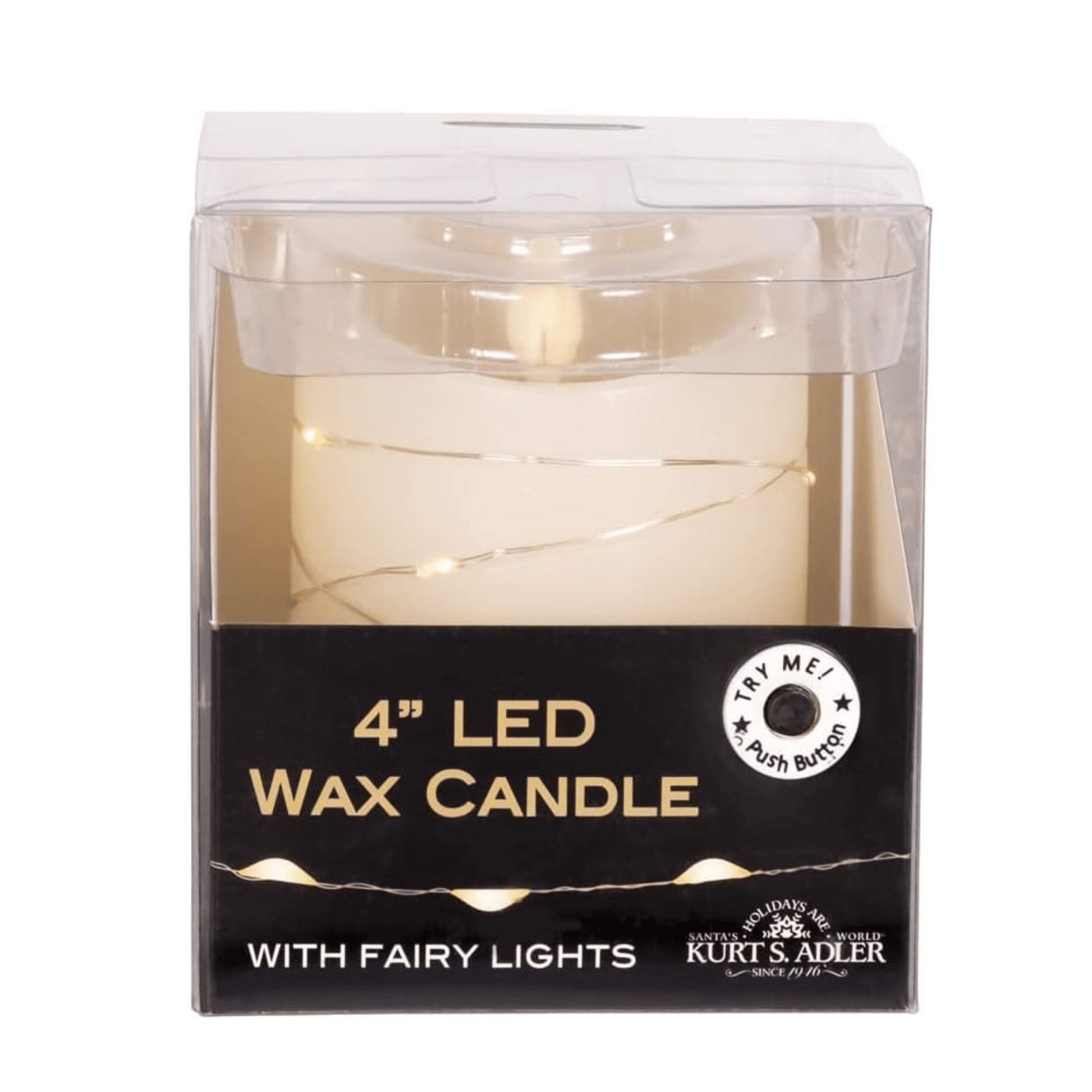 Kurt S. Adler 4 - Inch Battery - Operated Flicker Flame White Candle with Fairy Lights - Tree Treasures