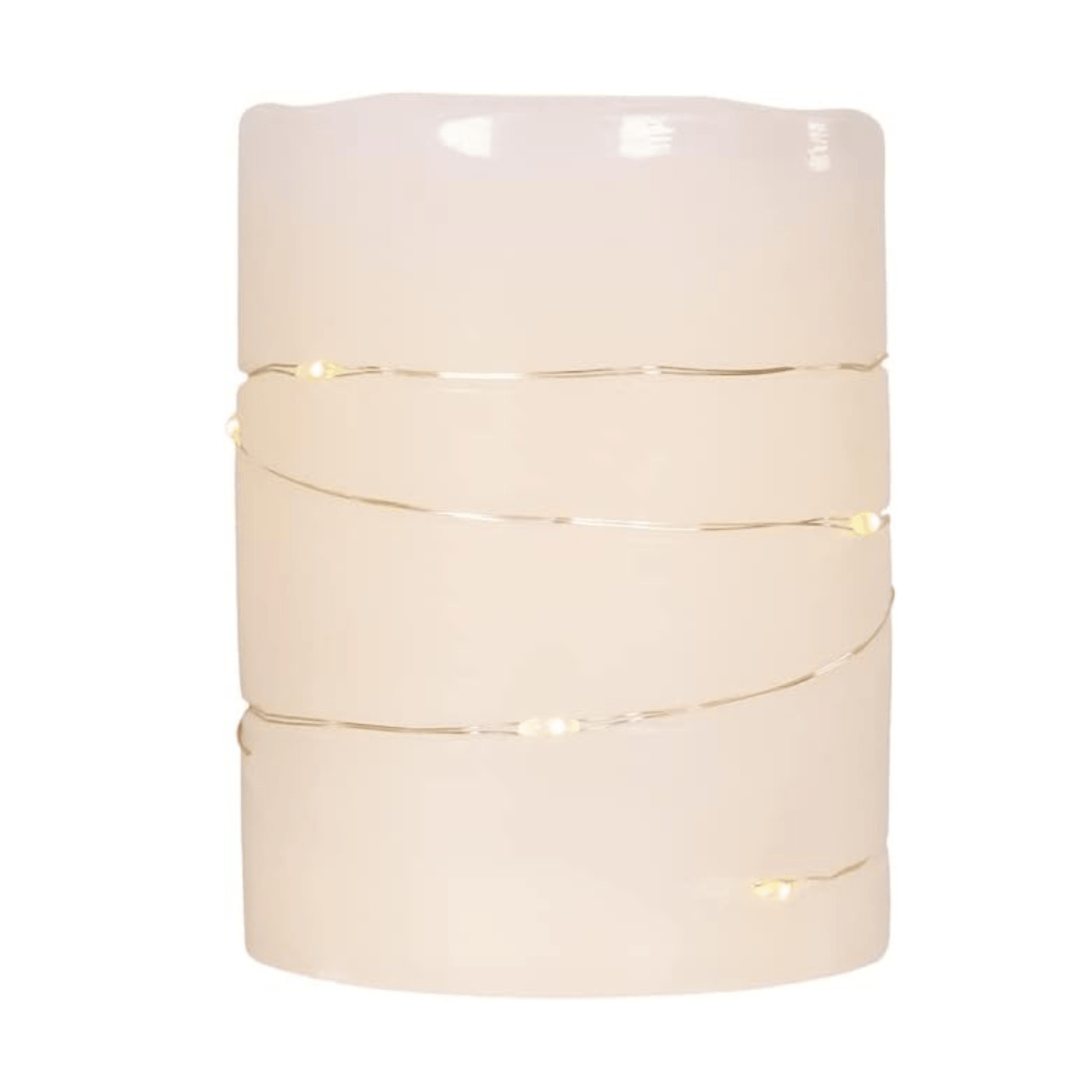 Kurt S. Adler 4 - Inch Battery - Operated Flicker Flame White Candle with Fairy Lights - Tree Treasures
