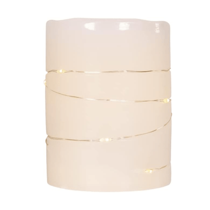 Kurt S. Adler 4 - Inch Battery - Operated Flicker Flame White Candle with Fairy Lights - Tree Treasures