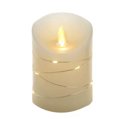 Kurt S. Adler 4 - Inch Battery - Operated Flicker Flame White Candle with Fairy Lights - Tree Treasures