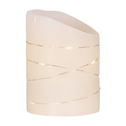 Kurt S. Adler 4 - Inch Battery - Operated Flicker Flame White Candle with Fairy Lights - Tree Treasures