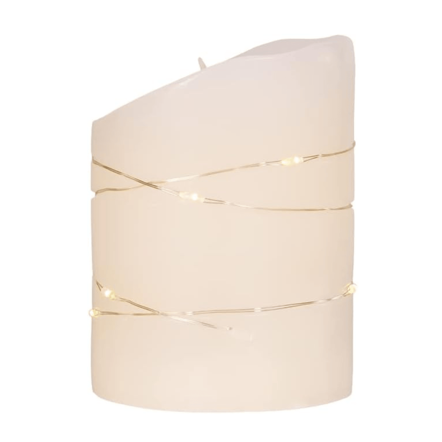 Kurt S. Adler 4 - Inch Battery - Operated Flicker Flame White Candle with Fairy Lights - Tree Treasures