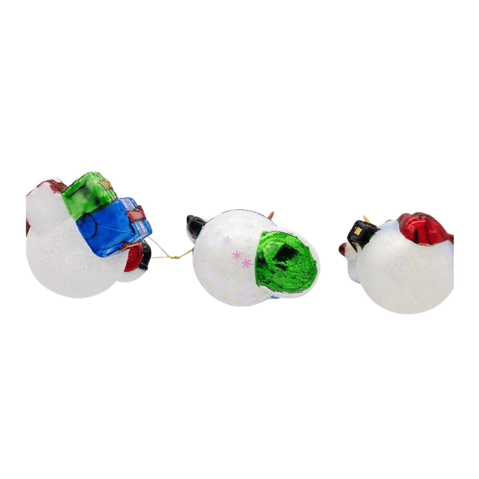 Kurt S. Adler Noble Gems™ Glass Snowman Ornaments – 3 - Piece Set, Handcrafted Holiday Decorations - Tree Treasures