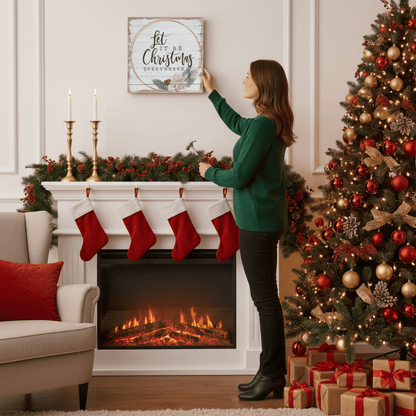 Let It Be Christmas Everywhere Wooden Wall Art – 14" x 14" Rustic Holiday Décor - Tree Treasures