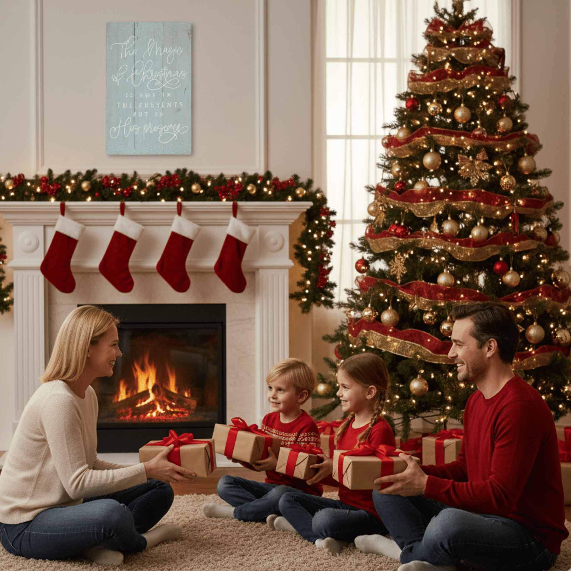 Magic of Christmas Rustic Pallet Sign – 16"x10.75" Wooden Holiday Wall Decor - Tree Treasures