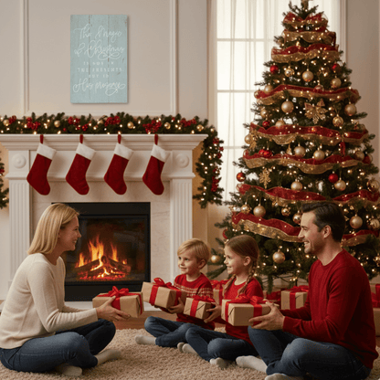 Magic of Christmas Rustic Pallet Sign – 16"x10.75" Wooden Holiday Wall Decor - Tree Treasures