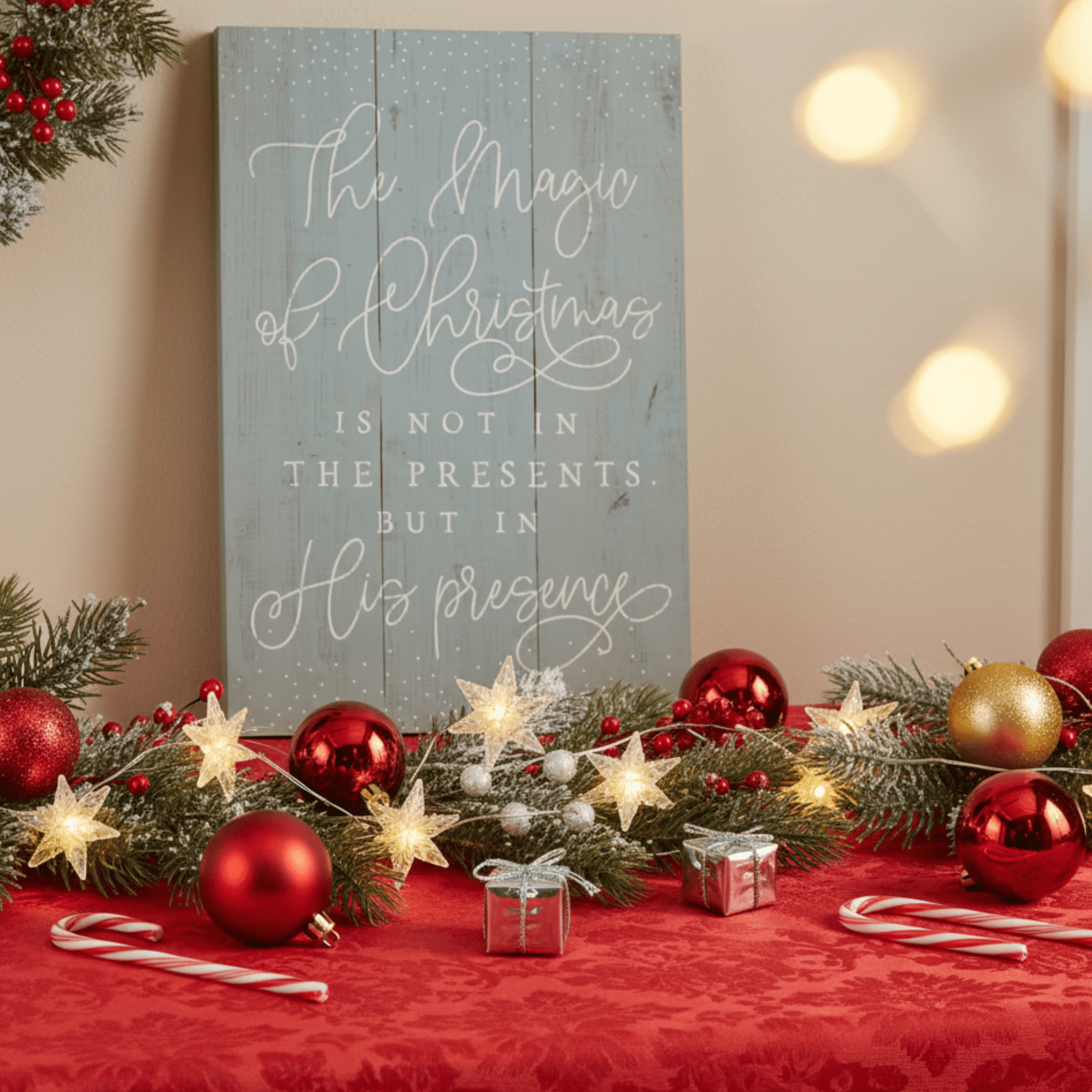 Magic of Christmas Rustic Pallet Sign – 16"x10.75" Wooden Holiday Wall Decor - Tree Treasures