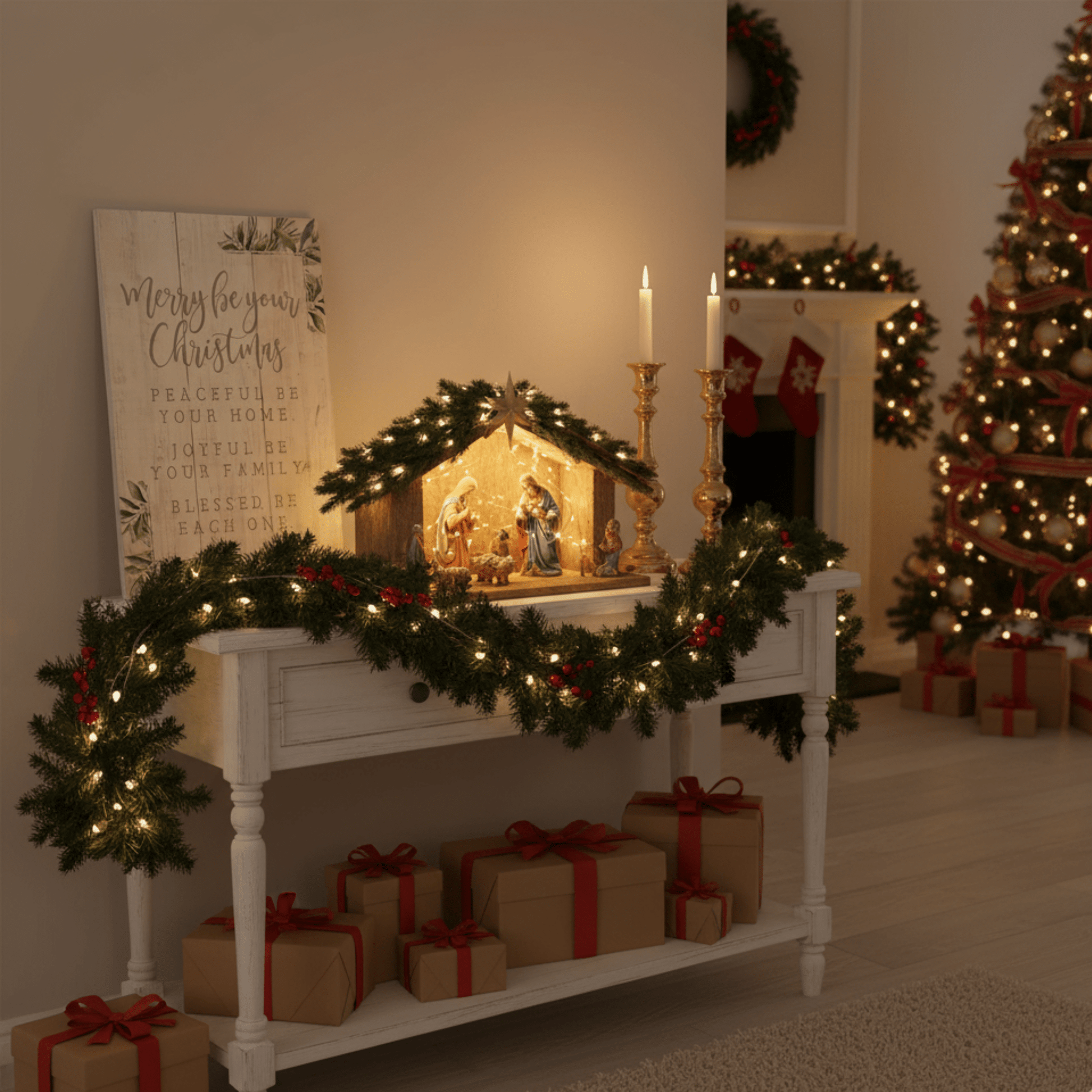 Merry Be Your Christmas Rustic Wooden Wall Art – 16" x 10.75" Rustic Pallet Sign - Tree Treasures