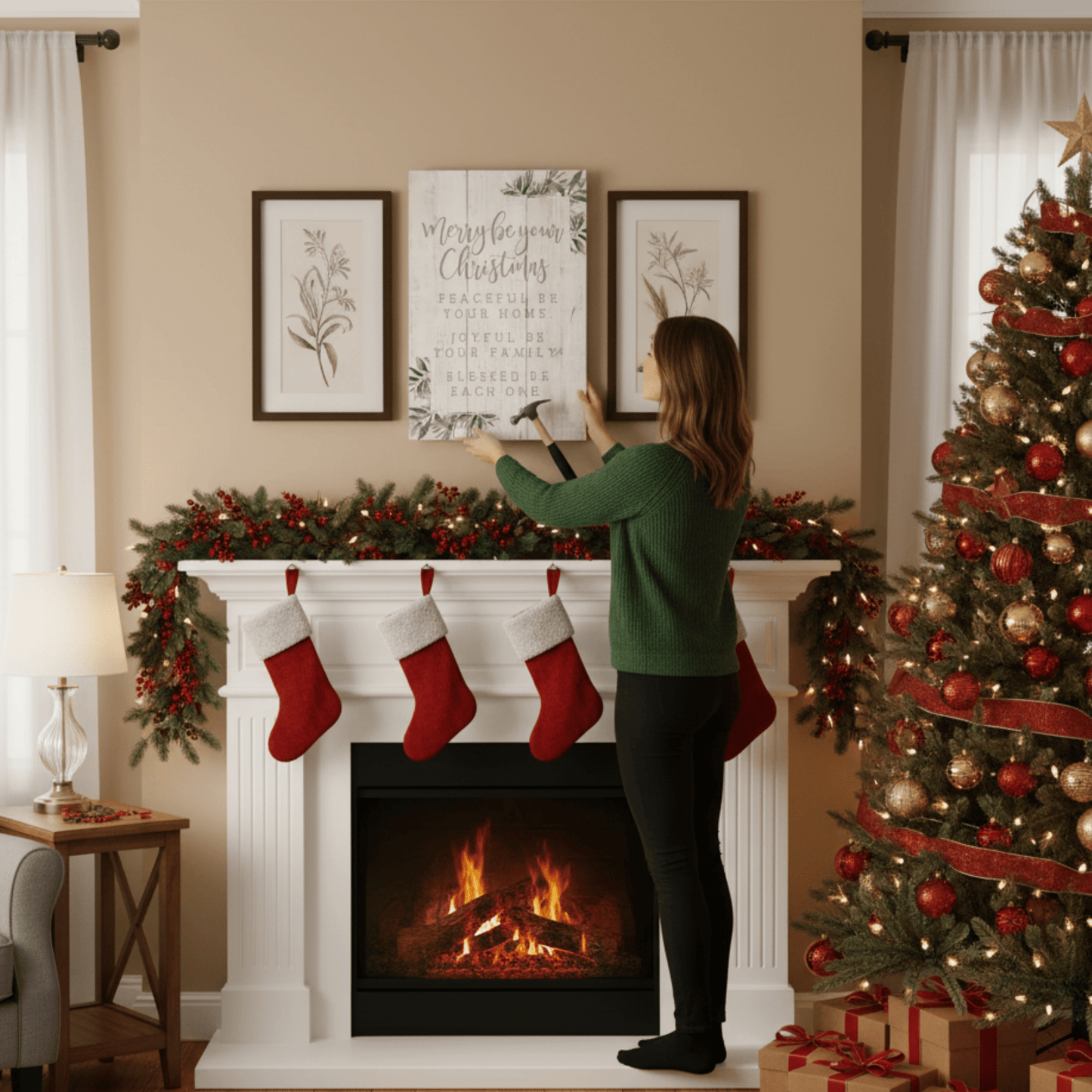 Merry Be Your Christmas Rustic Wooden Wall Art – 16" x 10.75" Rustic Pallet Sign - Tree Treasures