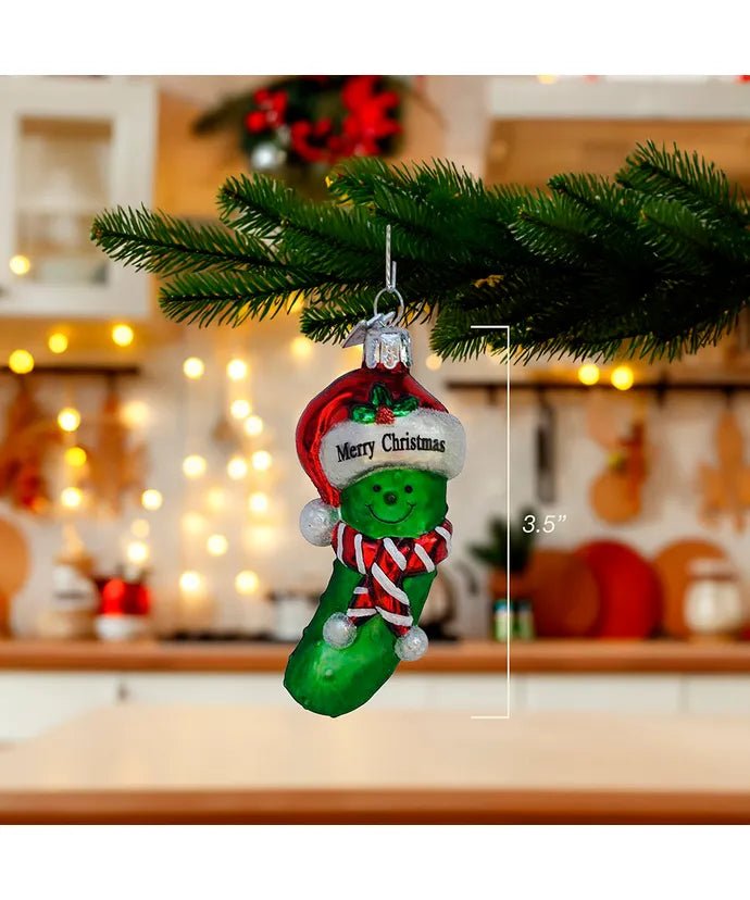 "Merry Christmas" Pickle Glass Ornament – Noble Gems - Tree Treasures