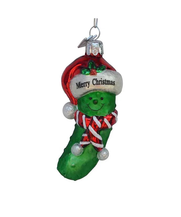 "Merry Christmas" Pickle Glass Ornament – Noble Gems - Tree Treasures