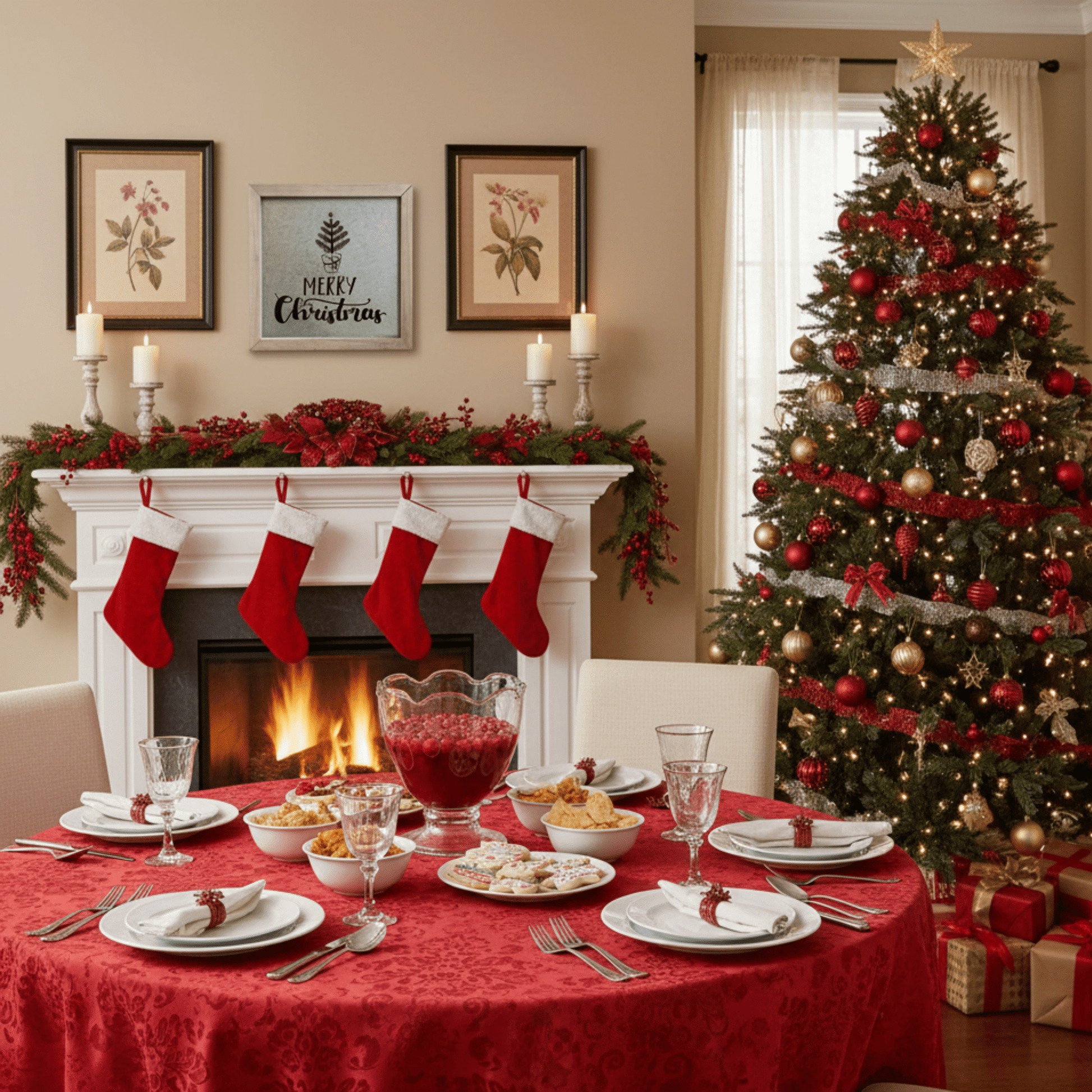 Merry Christmas Rustic Framed Galvanized Wall Art – 10" x 10" Holiday Décor - Tree Treasures