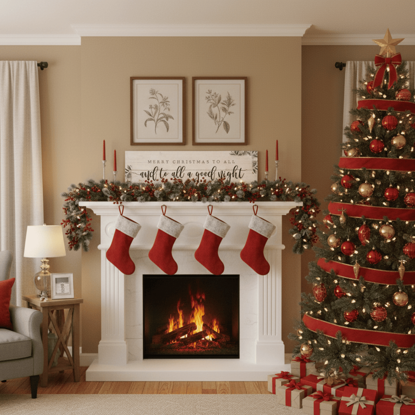 Merry Christmas To All Wooden Wall Sign – 7"x24" Rustic Holiday Décor with Keyhole for Hanging - Tree Treasures