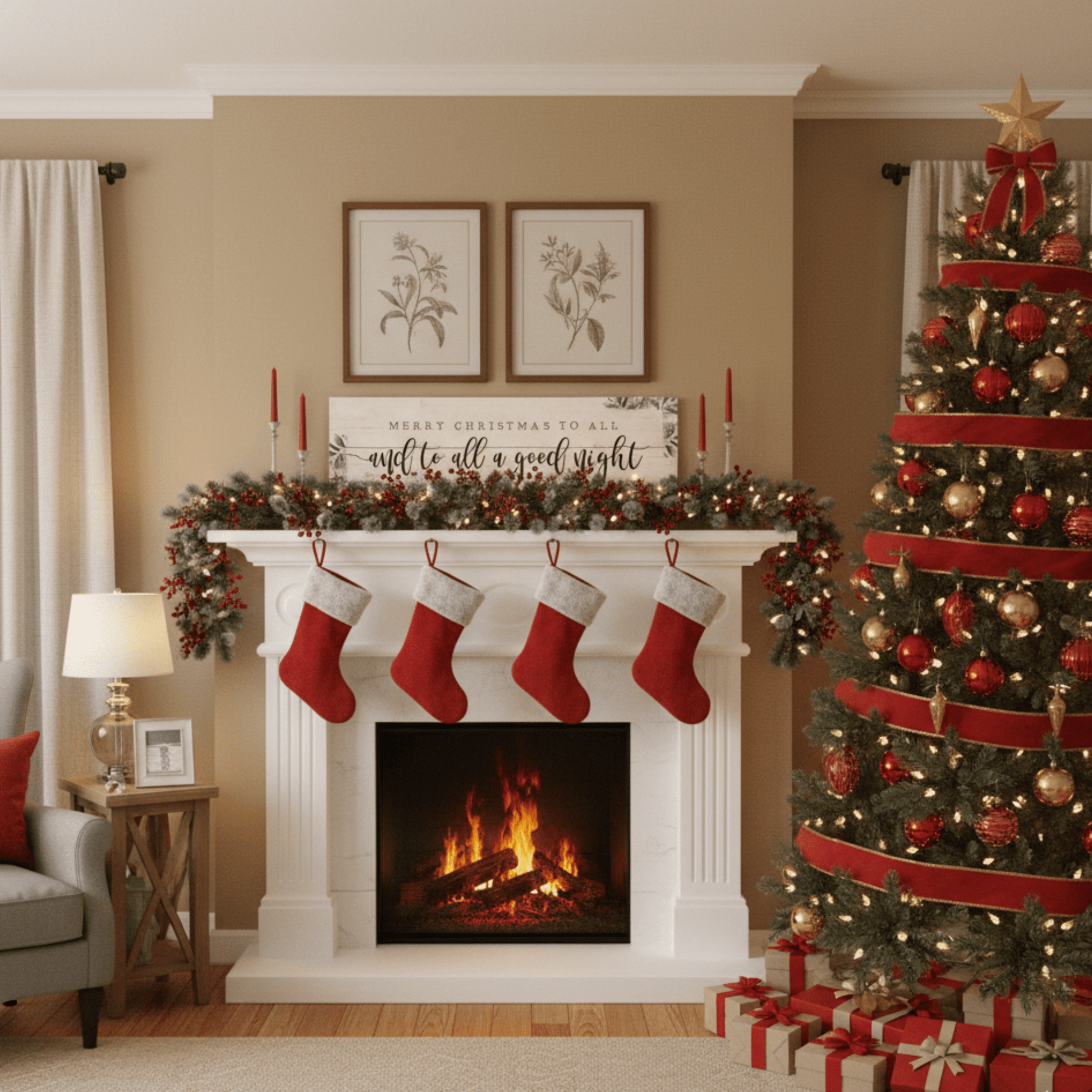 Merry Christmas To All Wooden Wall Sign – 7"x24" Rustic Holiday Décor with Keyhole for Hanging - Tree Treasures