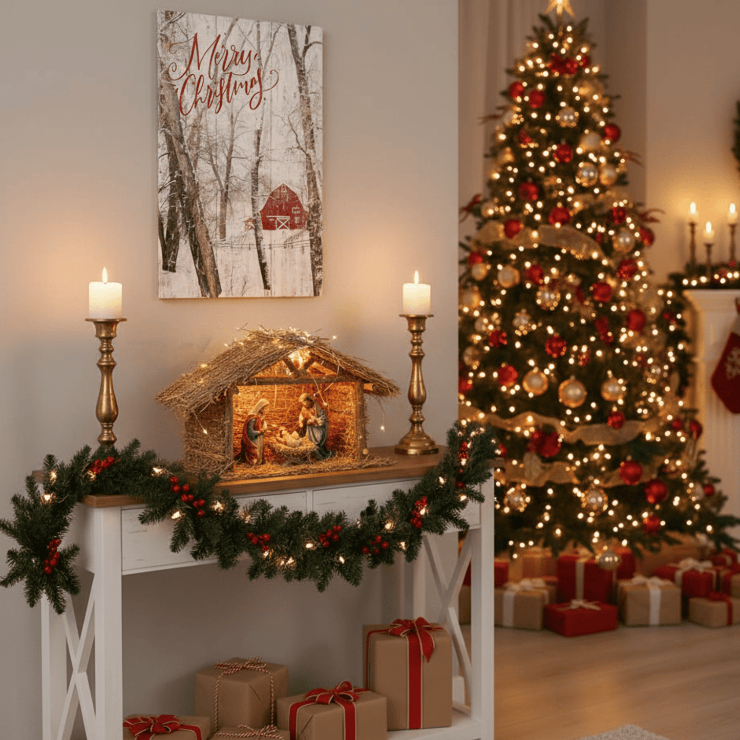 Merry Christmas Wooden Wall Art – 10.75" x 16" Rustic Pallet Sign - Tree Treasures