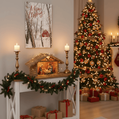 Merry Christmas Wooden Wall Art – 10.75" x 16" Rustic Pallet Sign - Tree Treasures