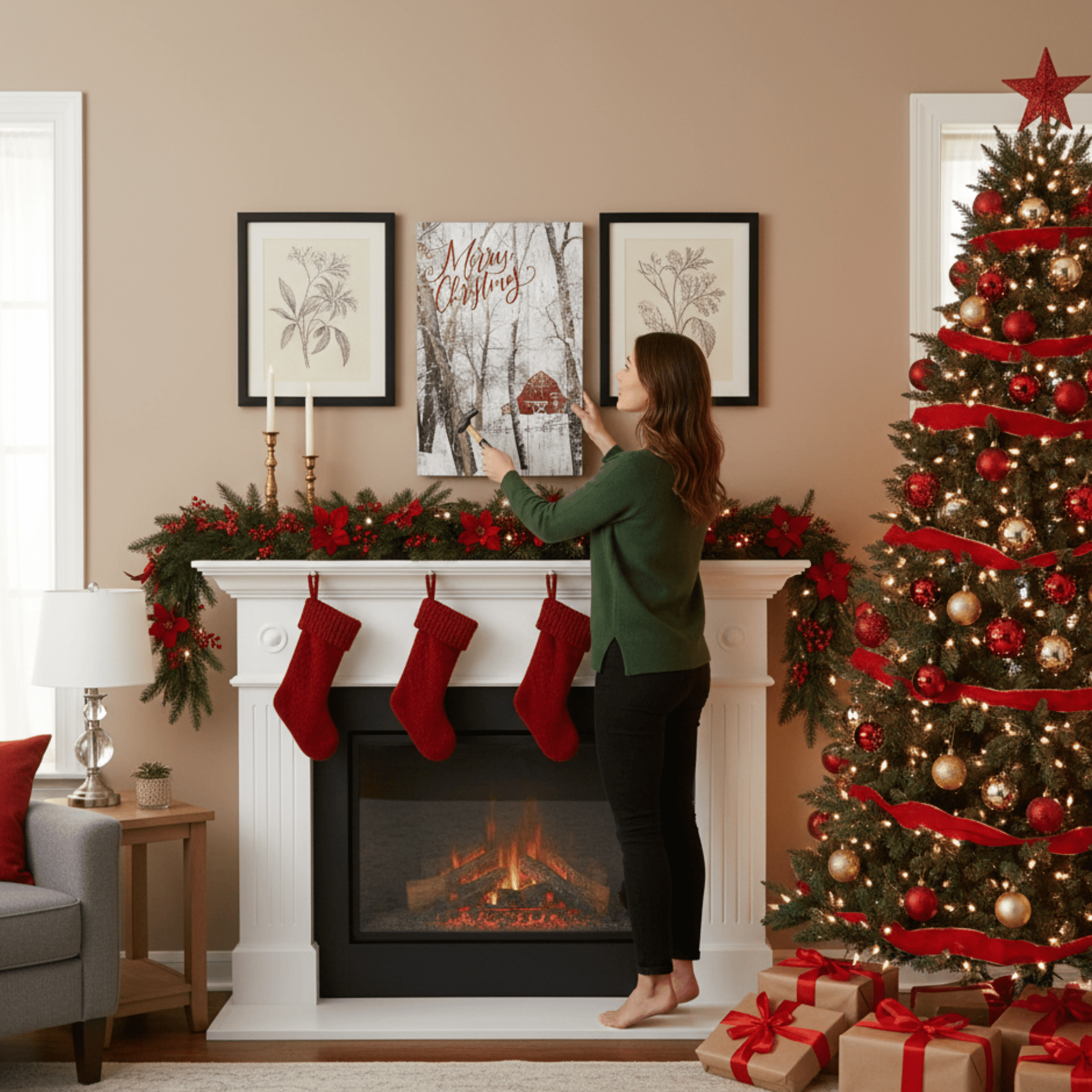 Merry Christmas Wooden Wall Art – 10.75" x 16" Rustic Pallet Sign - Tree Treasures