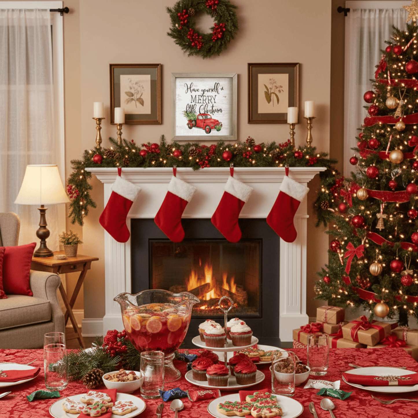 Merry Little Christmas Rustic Wooden Wall Art – 10"x10" Farmhouse Tabletop or Wall Décor - Tree Treasures