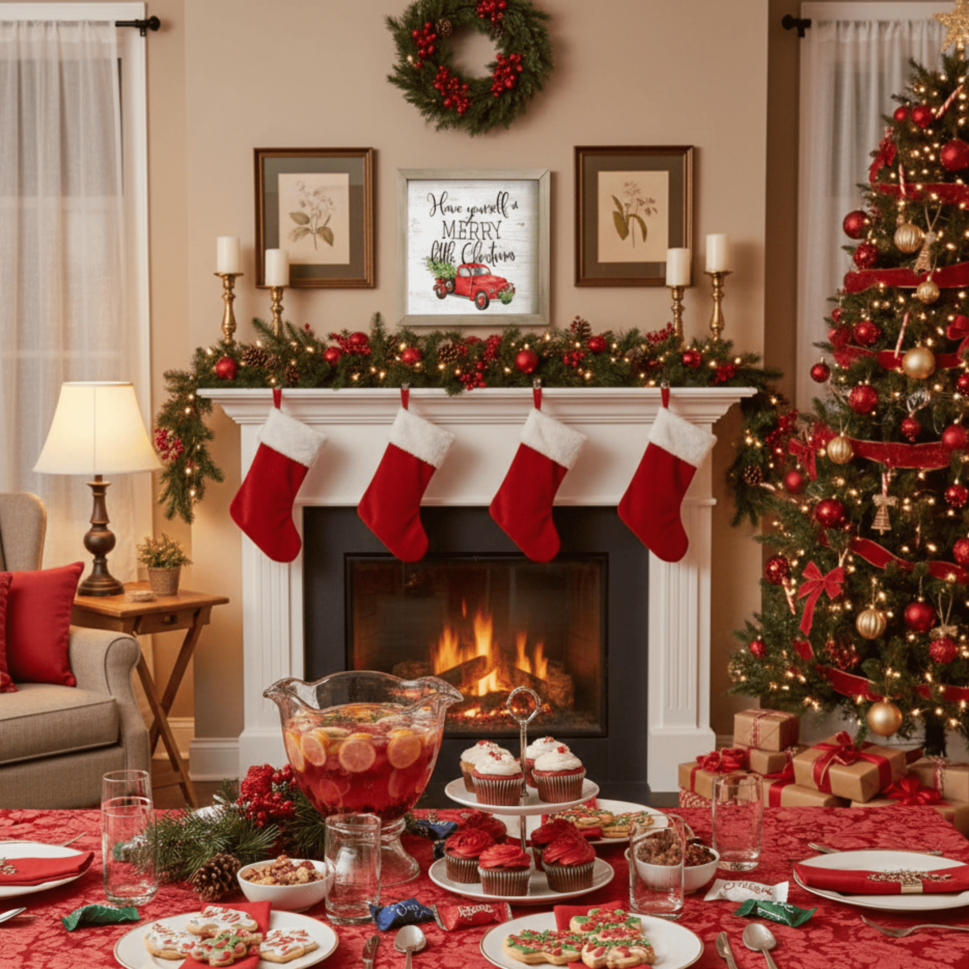 Merry Little Christmas Rustic Wooden Wall Art – 10"x10" Farmhouse Tabletop or Wall Décor - Tree Treasures