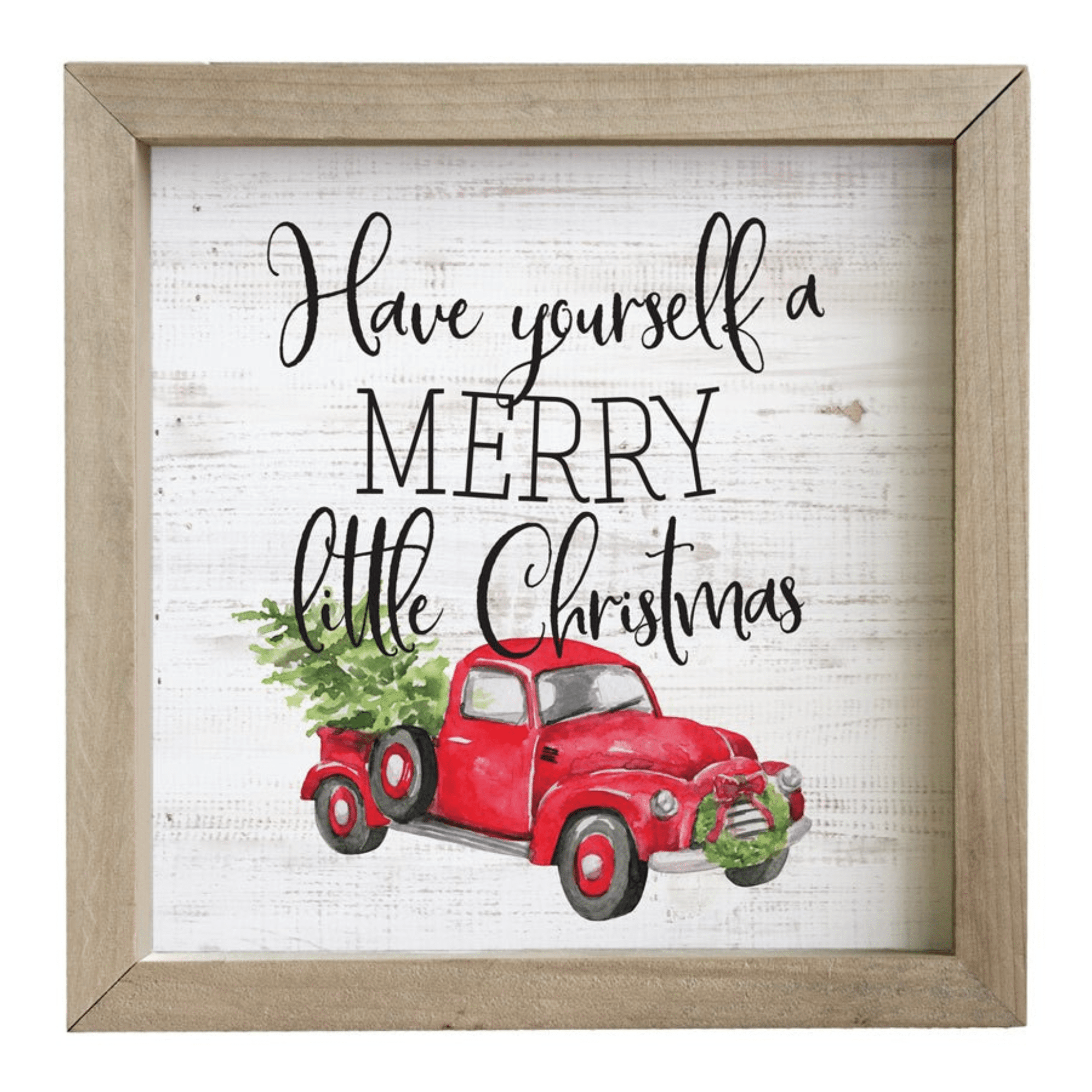 Merry Little Christmas Rustic Wooden Wall Art – 10"x10" Farmhouse Tabletop or Wall Décor - Tree Treasures