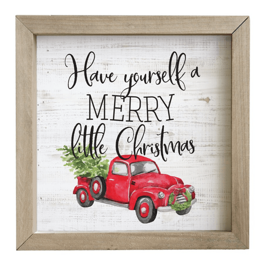 Merry Little Christmas Rustic Wooden Wall Art – 10"x10" Farmhouse Tabletop or Wall Décor - Tree Treasures