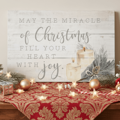 Miracle of Christmas Rustic Pallet Sign – 16"x10.75" Wooden Christmas Wall Decor - Tree Treasures