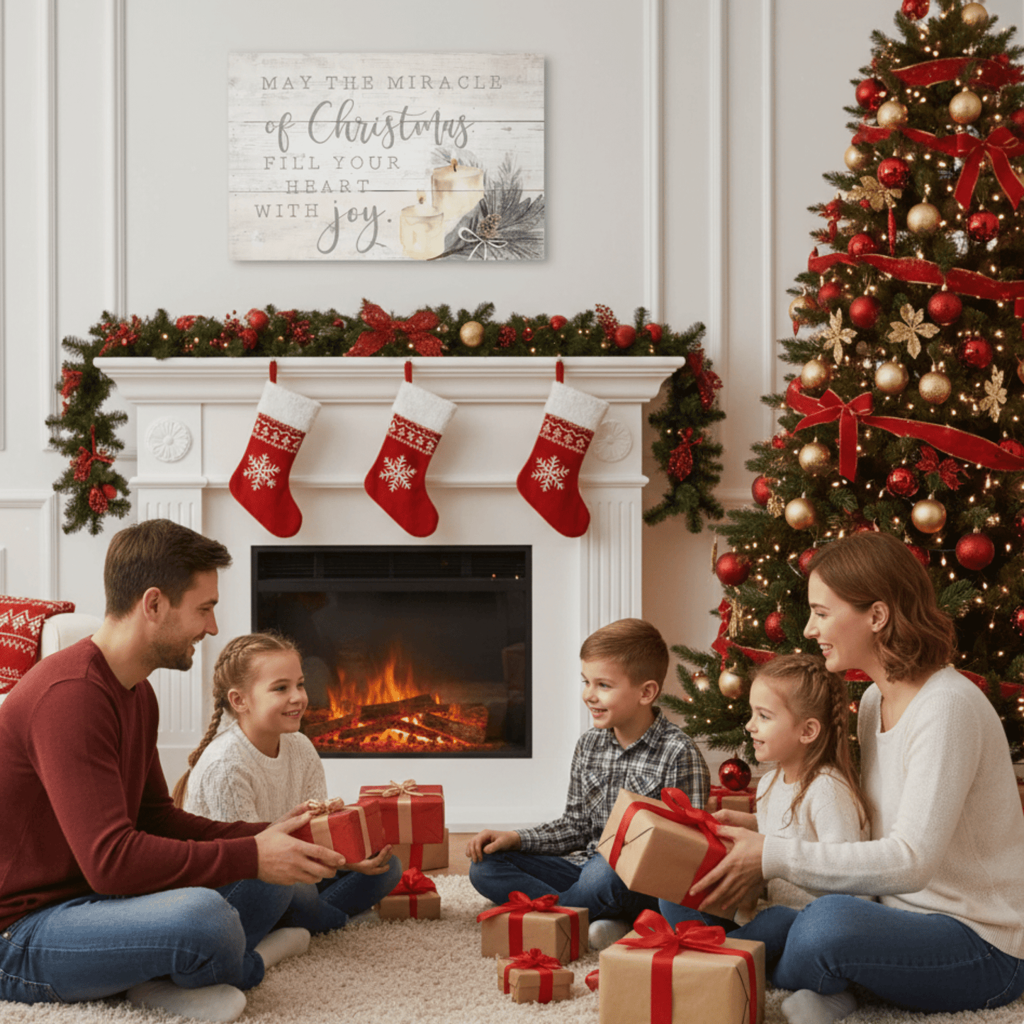 Miracle of Christmas Rustic Pallet Sign – 16"x10.75" Wooden Christmas Wall Decor - Tree Treasures