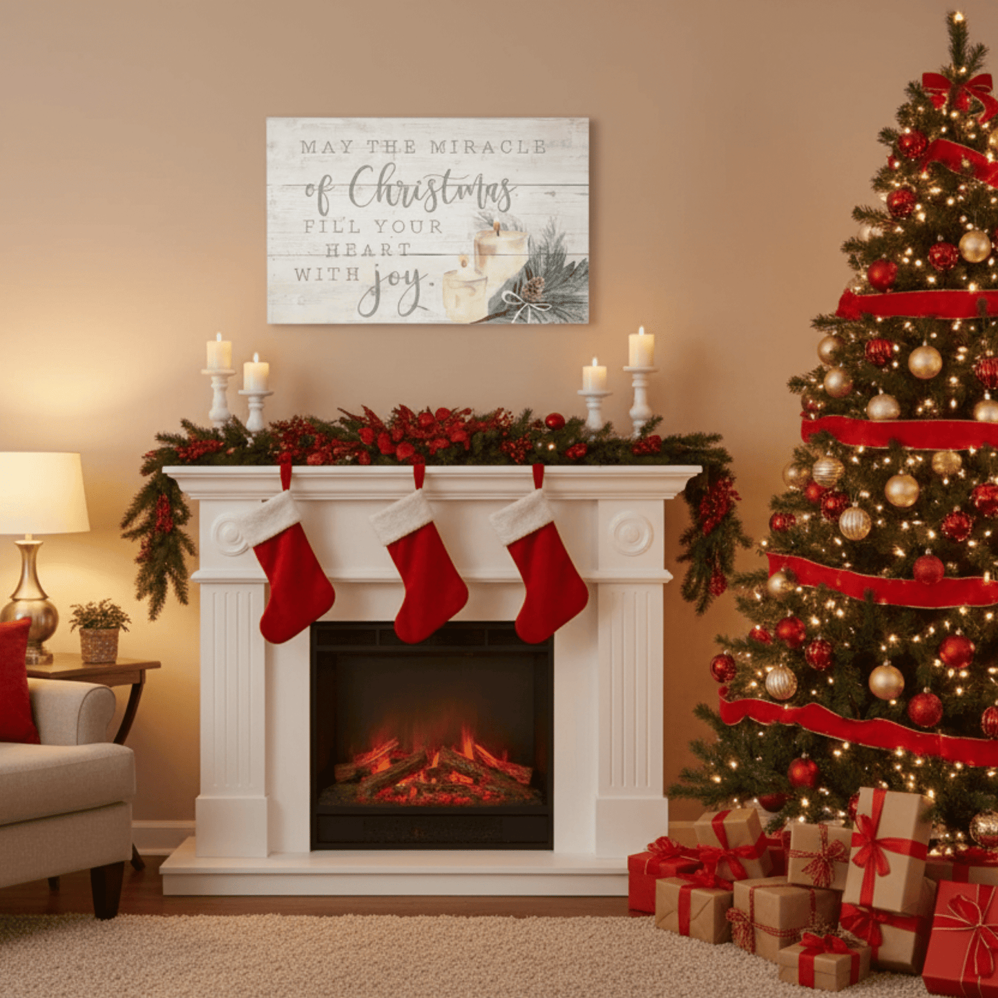 Miracle of Christmas Rustic Pallet Sign – 16"x10.75" Wooden Christmas Wall Decor - Tree Treasures