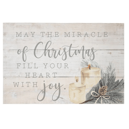 Miracle of Christmas Rustic Pallet Sign – 16"x10.75" Wooden Christmas Wall Decor - Tree Treasures
