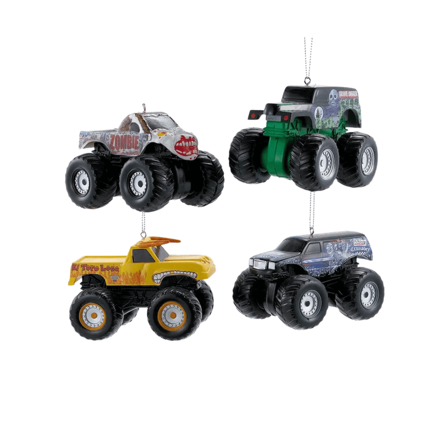 Monster Jam® Blow Mold Ornaments – Set of 4 by Kurt Adler - Tree Treasures