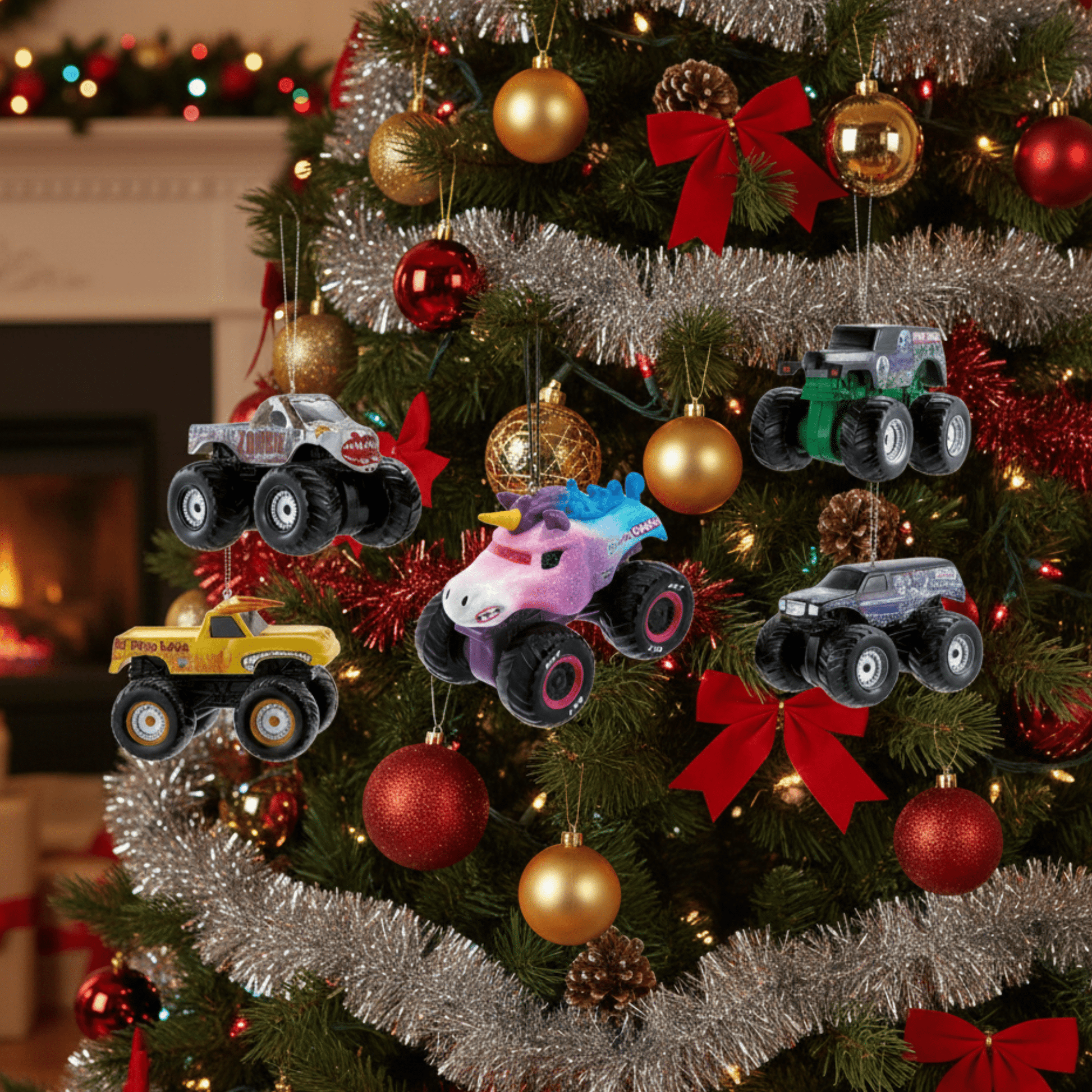 Monster Jam® Ornament Bundle – Sparkle Smash & Blow Mold Truck Ornaments by Kurt Adler - Tree Treasures