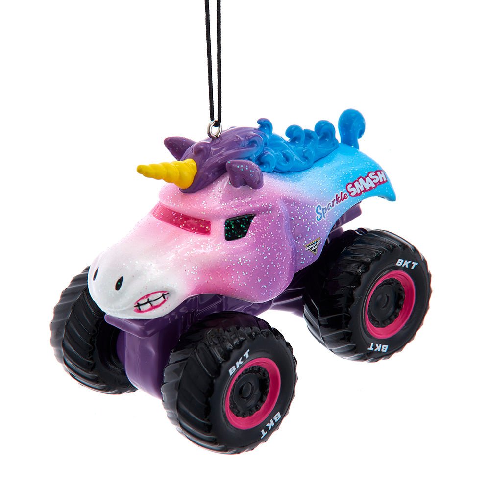 Monster Jam Sparkle Smash Christmas Ornament – Glittering Big Truck Holiday Tree Decoration - Tree Treasures