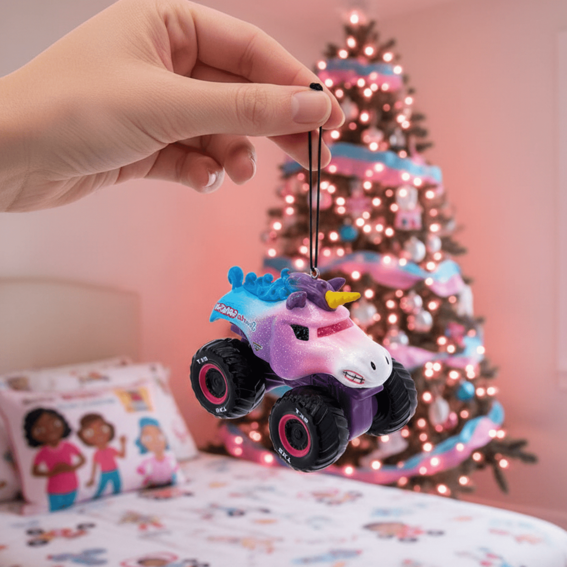 Monster Jam Sparkle Smash Christmas Ornament – Glittering Big Truck Holiday Tree Decoration - Tree Treasures