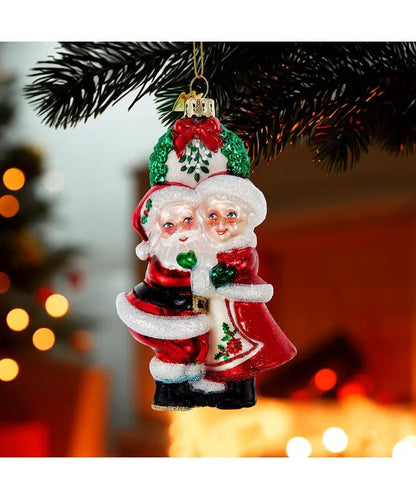 Mr. and Mrs. Santa Under Mistletoe Ornament – Noble Gems - Tree Treasures