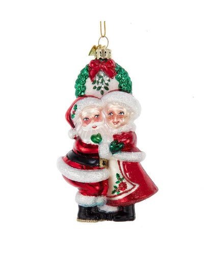 Mr. and Mrs. Santa Under Mistletoe Ornament – Noble Gems - Tree Treasures