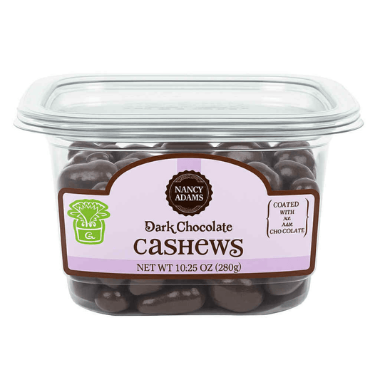 Nancy Adams Dark Chocolate Cashews 10.25 OZ TUB - Tree Treasures